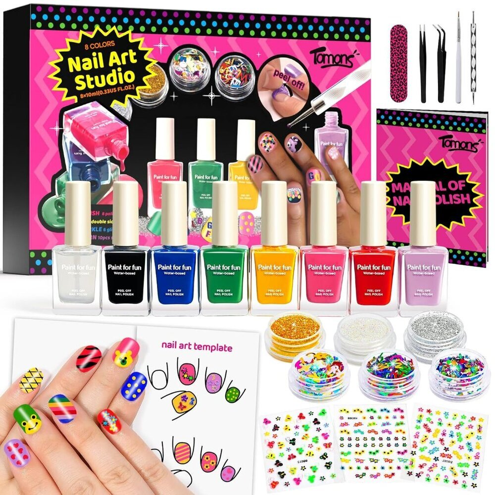 Nail Polish Set Non Toxic Kids Nail Polish Kit for Kids Ages 7-12, Birthday Gift